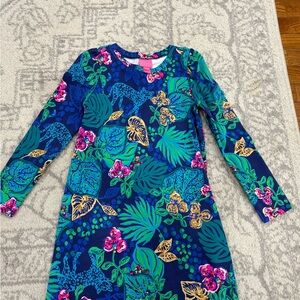 Lilly Pulitzer Kids Dress in Blue with Pink and Green Floral